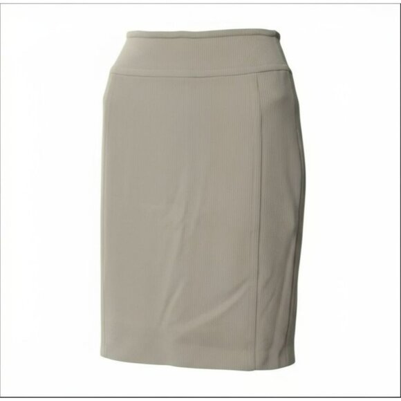 Donna Karan Bergdorf Goodman Wool Pencil Skirt | Beige | Zip | Size S | Designer - Picture 1 of 11